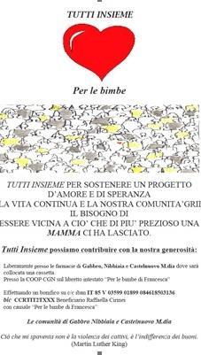 Raccolta fondi per le figlie di Francesca 