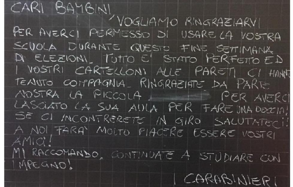 Messaggio dei carabinieri ai bimbi della scuola primaria 