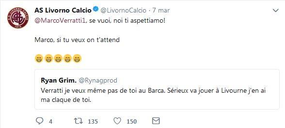 Il Psg scarica Verratti. E il Livorno ci prova...per scherzo