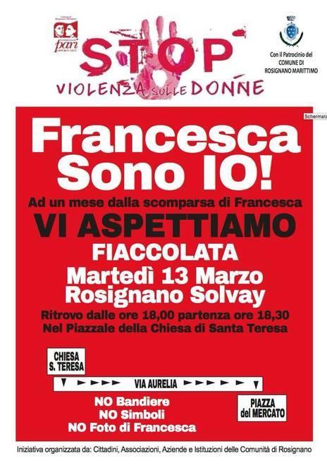 Stop alla violenza fiaccolata a Rosignano nel nome di Francesca 
