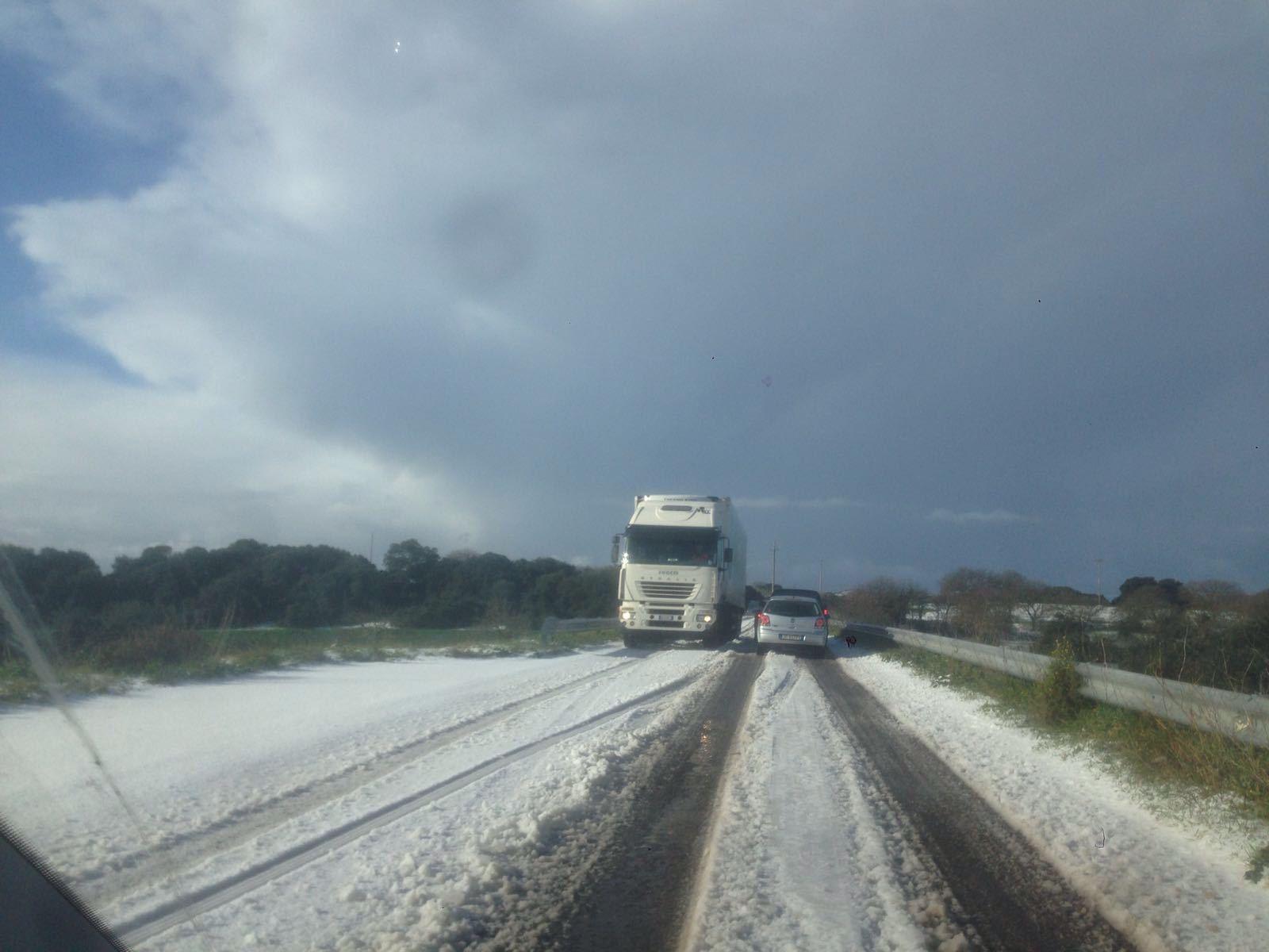 La nevicata sulla Sassari Olbia a febbraio