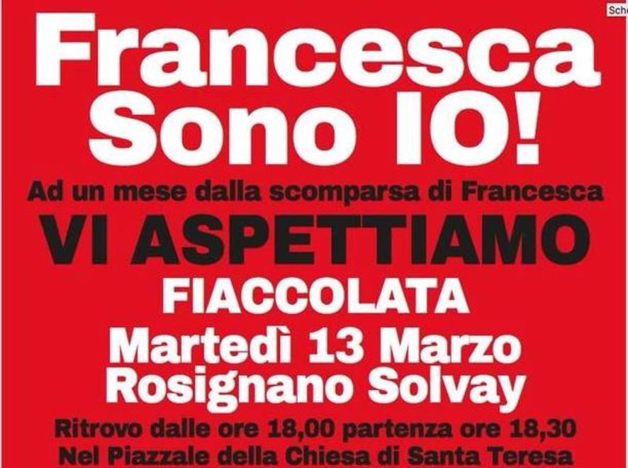 Oggi la fiaccolata nel ricordo di Franceca 