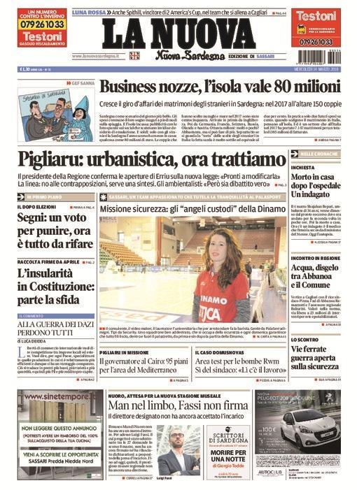 La Nuova Sardegna - Prima Pagina - 14 marzo 2018 
