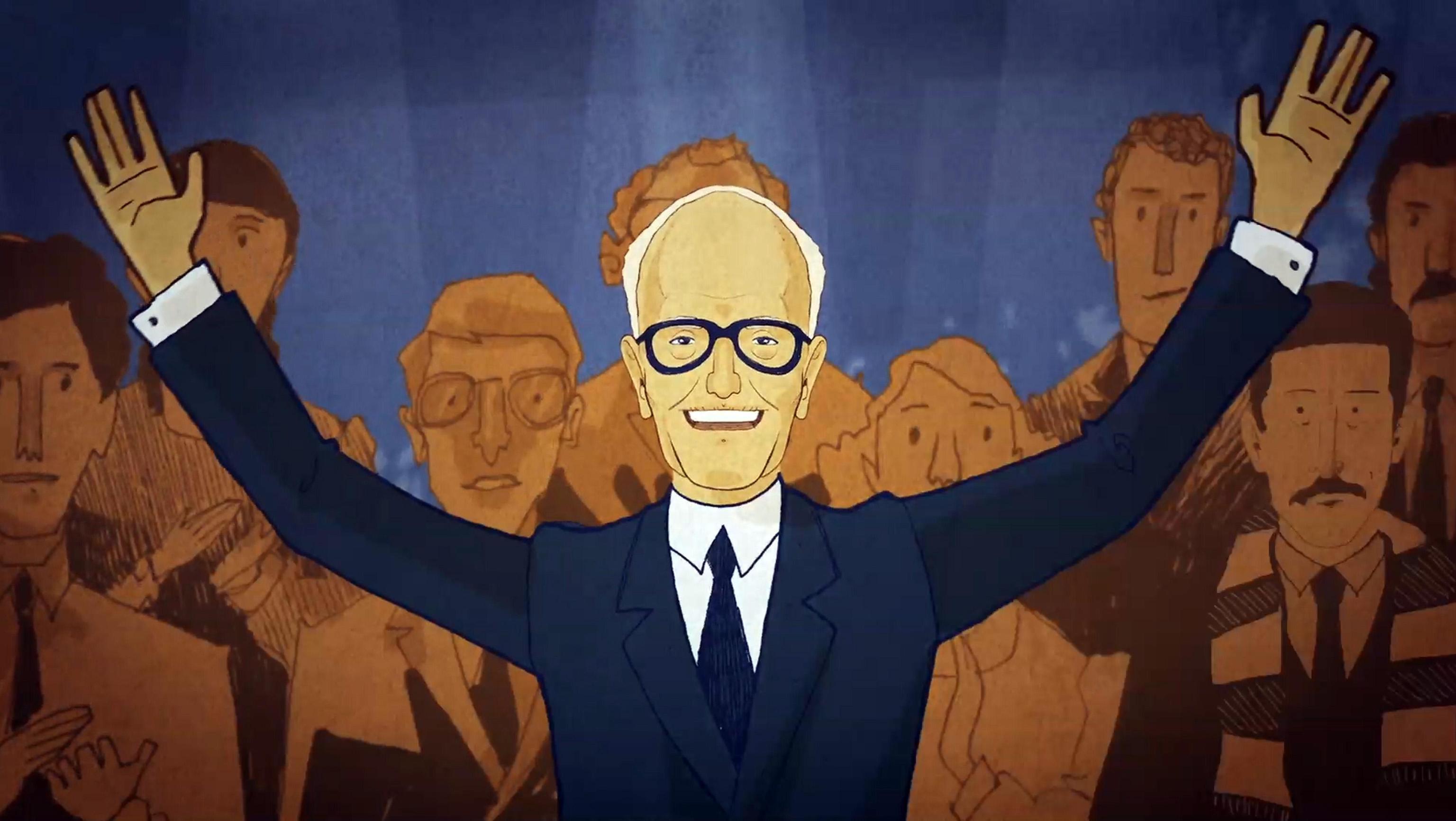 Un'animazione di Sandro Pertini di Manuelle Mureddu diffusa durante la presentazione del film