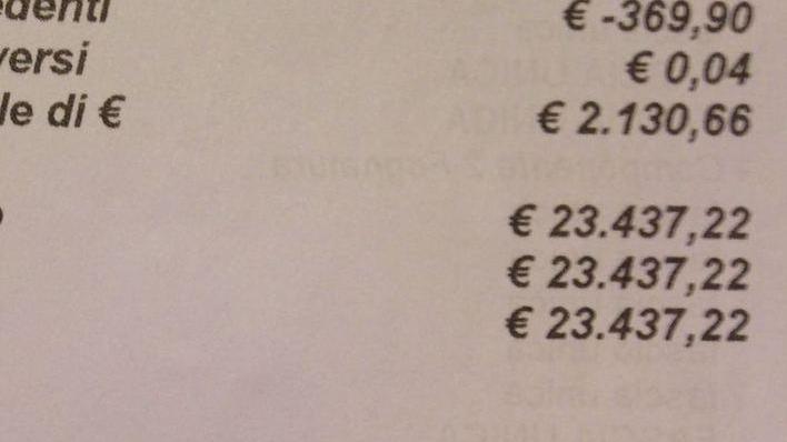 Una bolletta dell’acqua da oltre 23mila euro