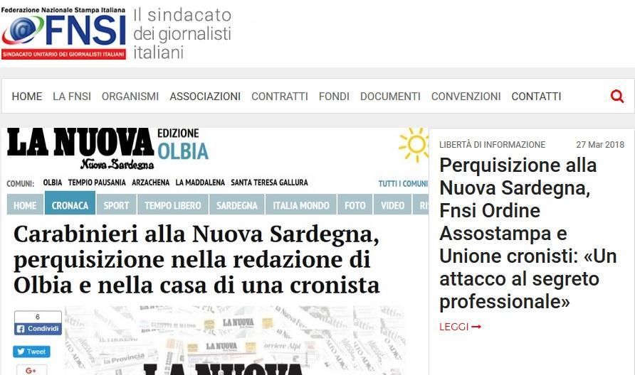 Attacco alla libertà di stampa: Fnsi e Ordine sostengono la Nuova Sardegna 