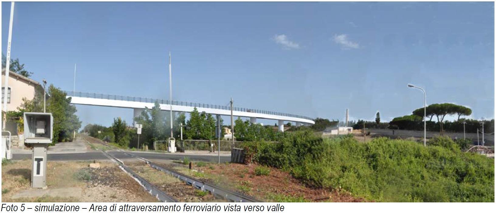 Una simulazione del ponte che passerà sopra la ferrovia