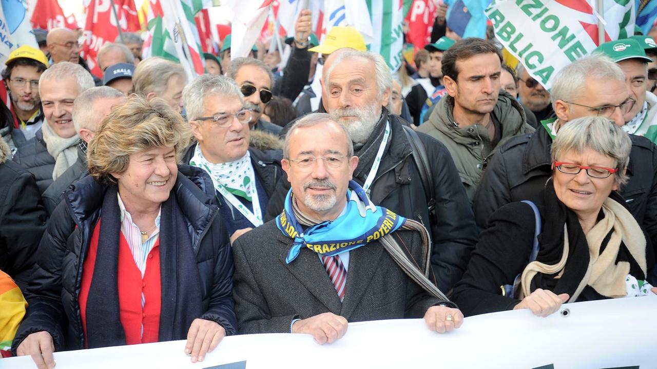 Susanna Camusso (Cgil), Carmelo Barbagallo (Uil) eAnnamaria Furlan (Cisl)