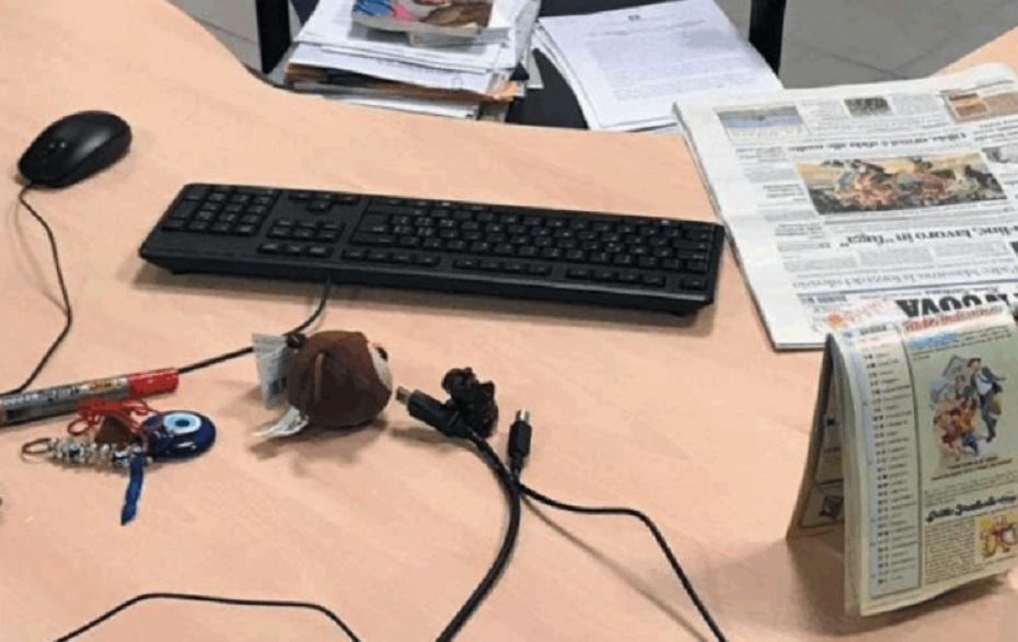 La postazione di lavoro di Tiziana Simula senza il pc sequestrato