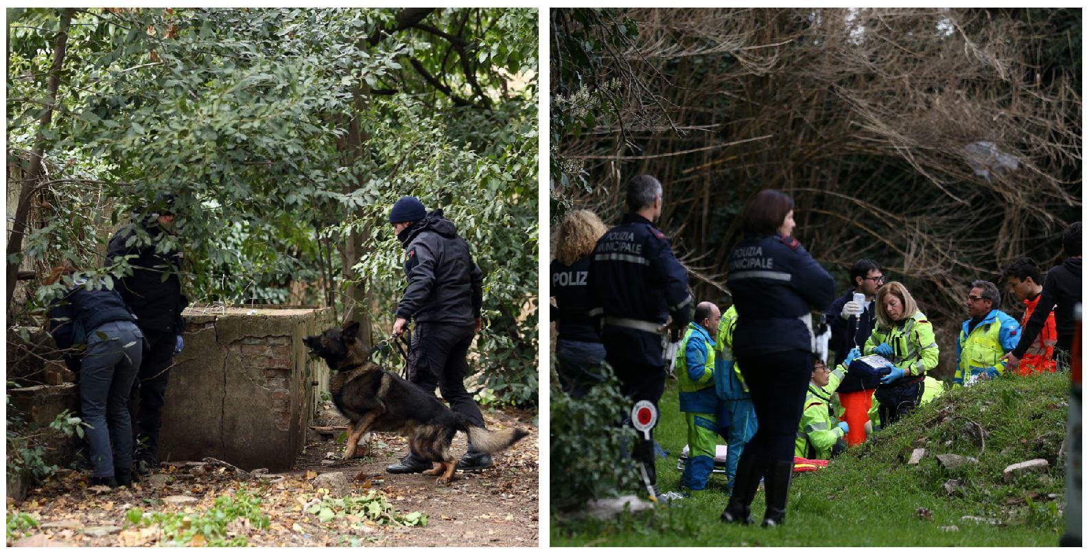 I controlli delle forze dell'ordine nel parco e dietro i soccorsi a un uomo in overdose (Foto Agenzia Carlo Sestini)