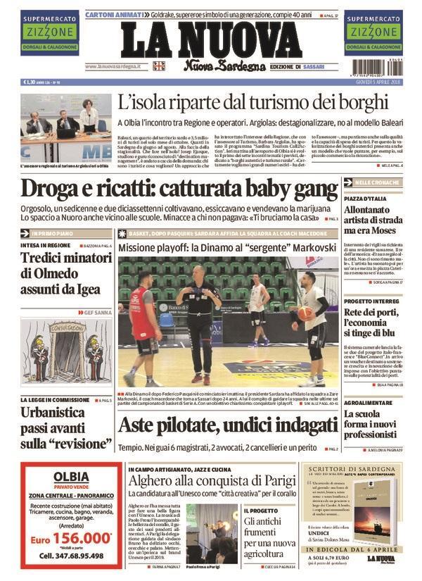 La Nuova Sardegna - Prima Pagina - 5 aprile 2018
