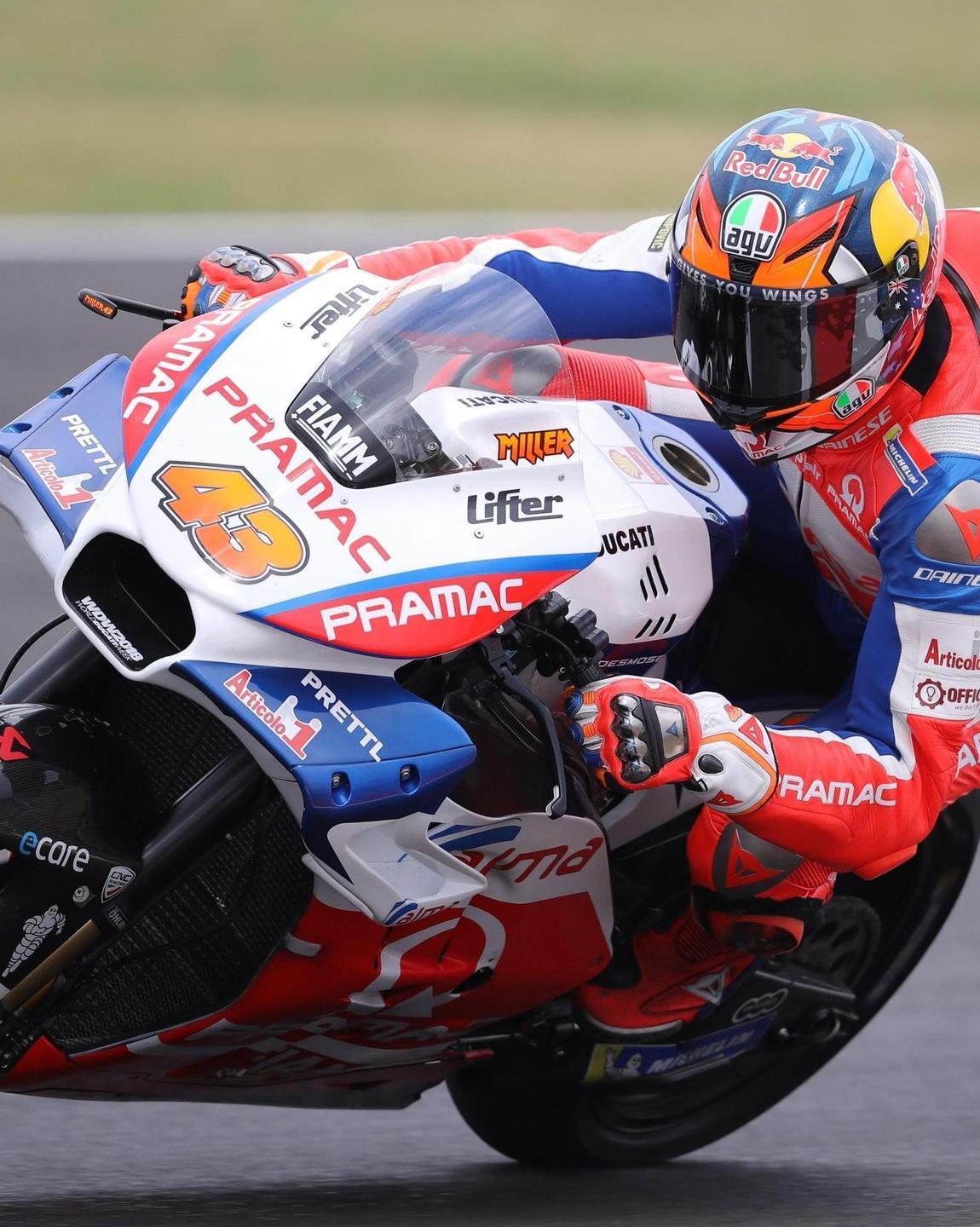 Inedita pole per la Ducati di Miller Argentina in salita per Valentino