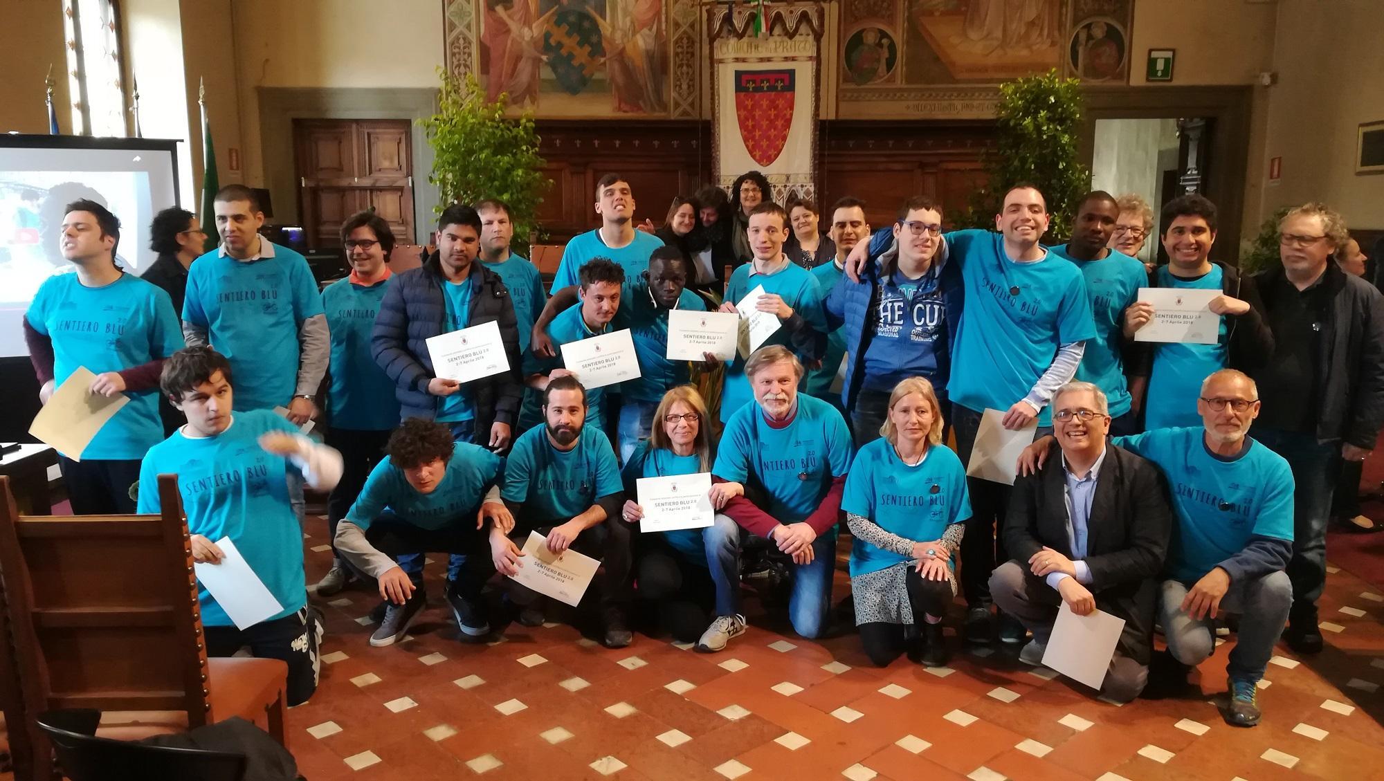 I partecipanti al Sentiero blu 2.0 nella sala del consiglio comunale di Prato
