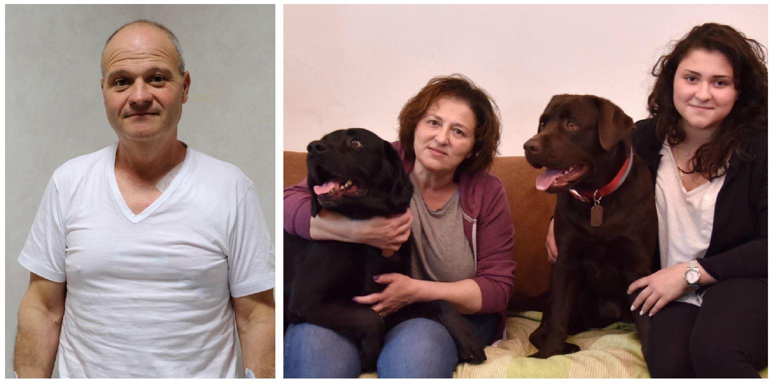 A sinistra Luca Ulivelli, la moglie Claudia Pannini con Balù e la figlia Aurora con Brando (foto agenzia Carlo Sestini)