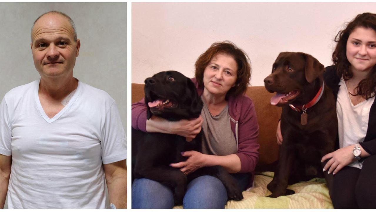 A sinistra Luca Ulivelli, la moglie Claudia Pannini con Balù e la figlia Aurora con Brando (foto agenzia Carlo Sestini)