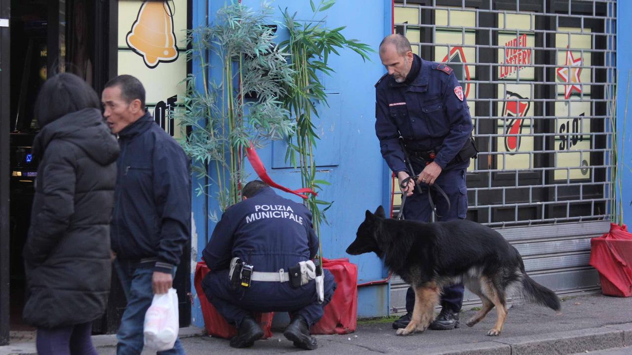 Controlli della Polizia municipale coi cani anti-droga (foto d'archivio)