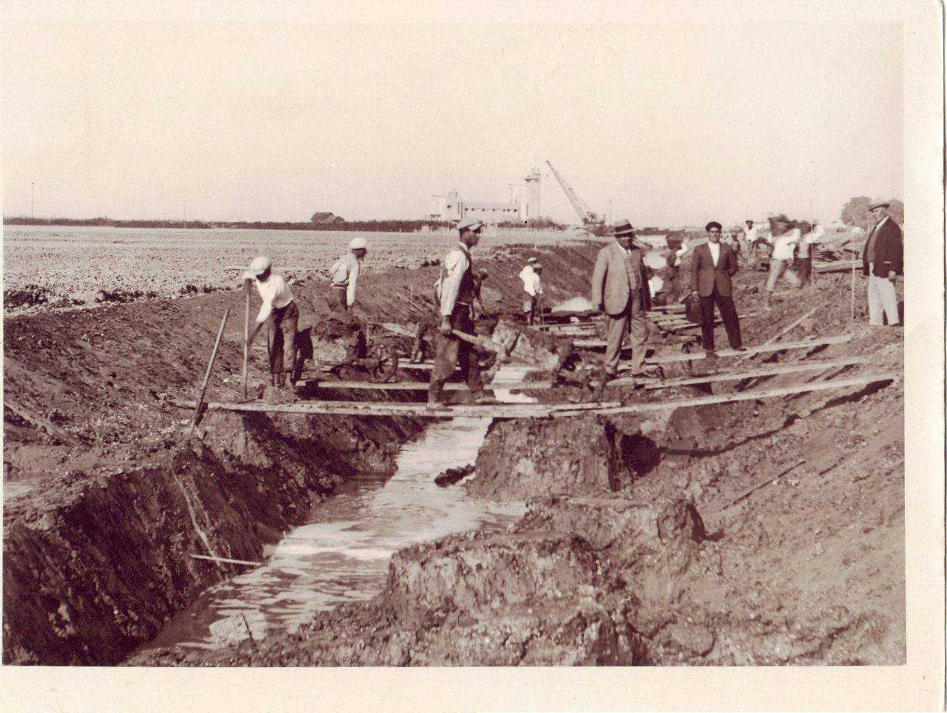 Foto storica della bonifica a Arborea
