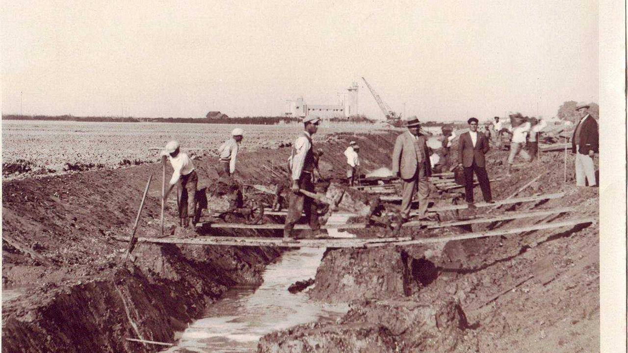 Foto storica della bonifica a Arborea