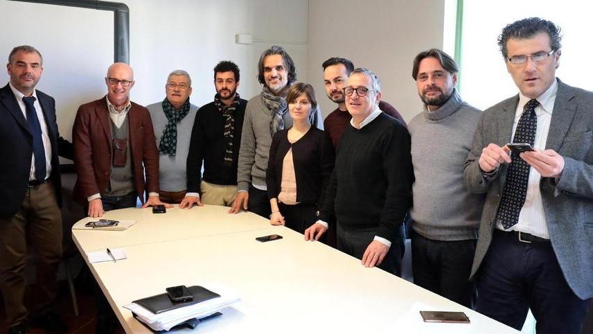 Il delegato Alessio Spinelli (il secondo da sinistra) con sindaci e assessori degli altri Comuni dell’Unione