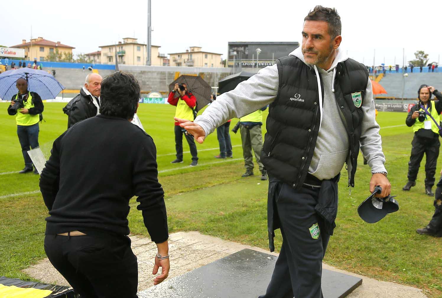 Cristiano Lucarelli, ora allenatore del Catania, all'Arena con Gattuso quando guidava il Tuttocuoio (Muzzi)