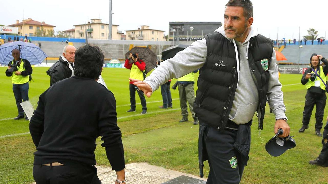 Cristiano Lucarelli, ora allenatore del Catania, all'Arena con Gattuso quando guidava il Tuttocuoio (Muzzi)