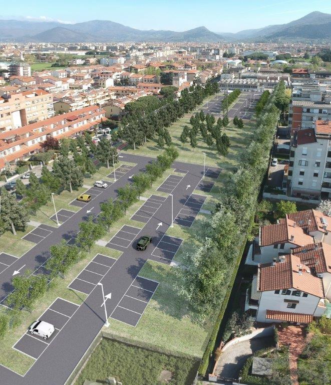 Il rendering dei parcheggi che la Cap realizzerà nella zona delle Badie