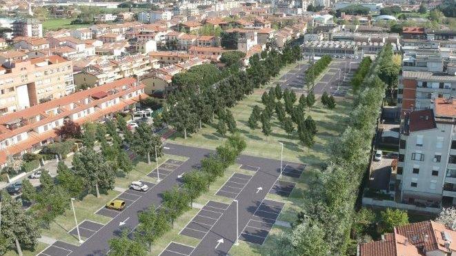 Il rendering dei parcheggi che la Cap realizzerà nella zona delle Badie