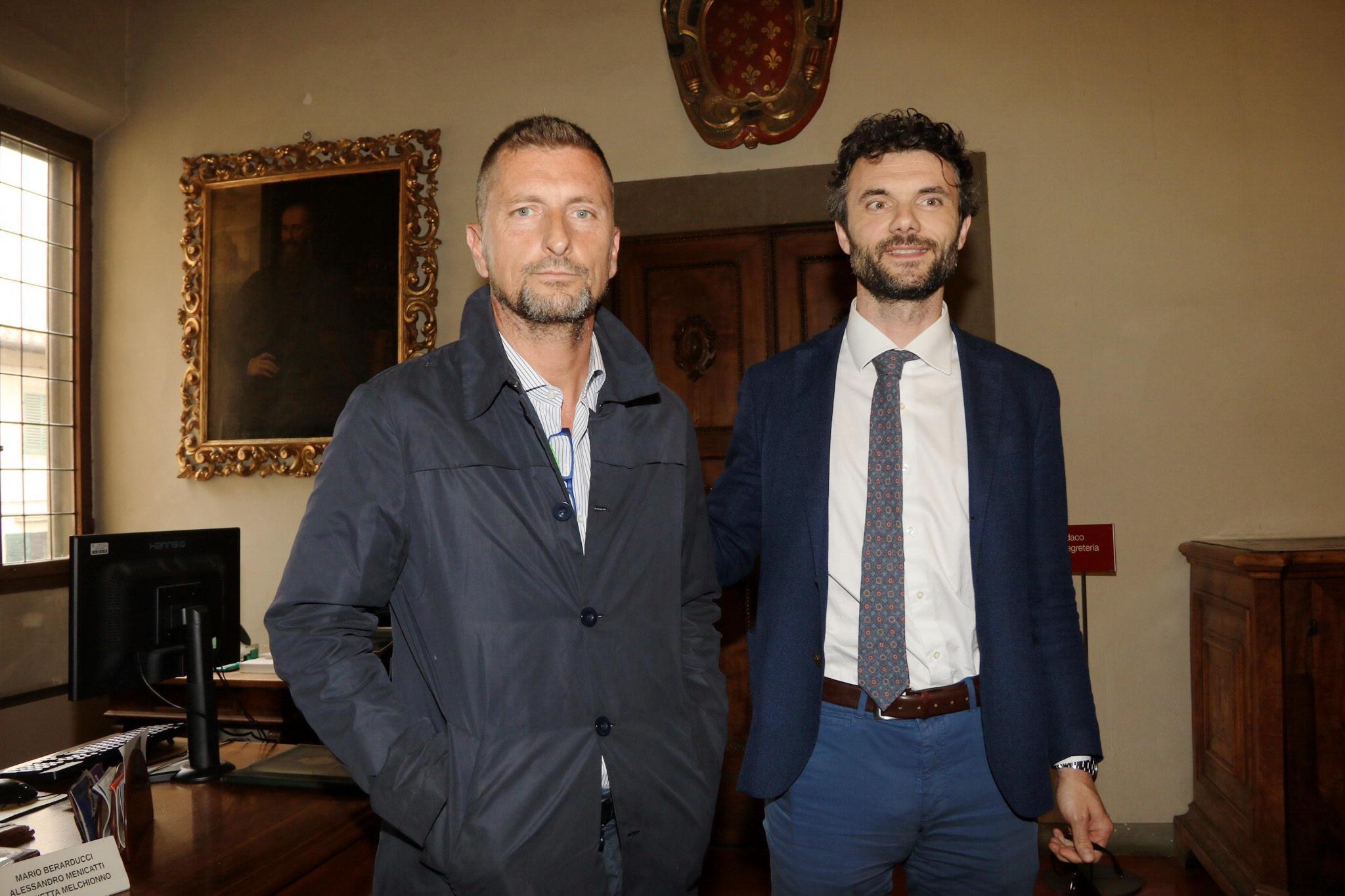 Paolo Toccafondi e Matteo Biffoni durante l'incontro in Comune (foto Sproviero/Batavia)