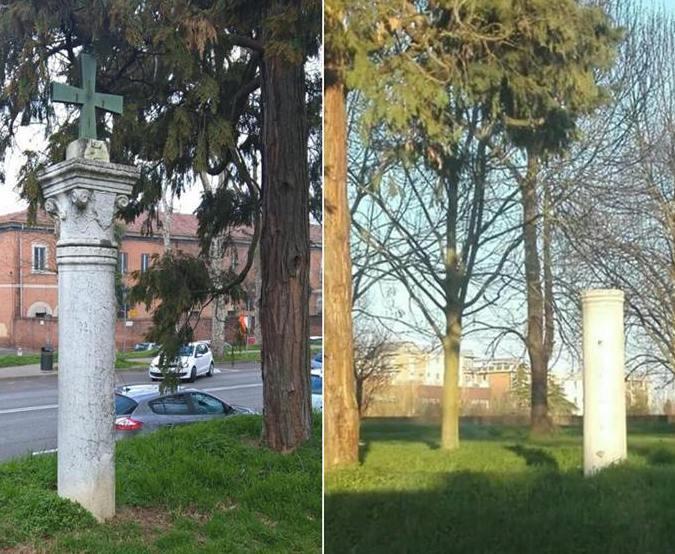 Rubati croce e capitello al cippo sulle Mura 