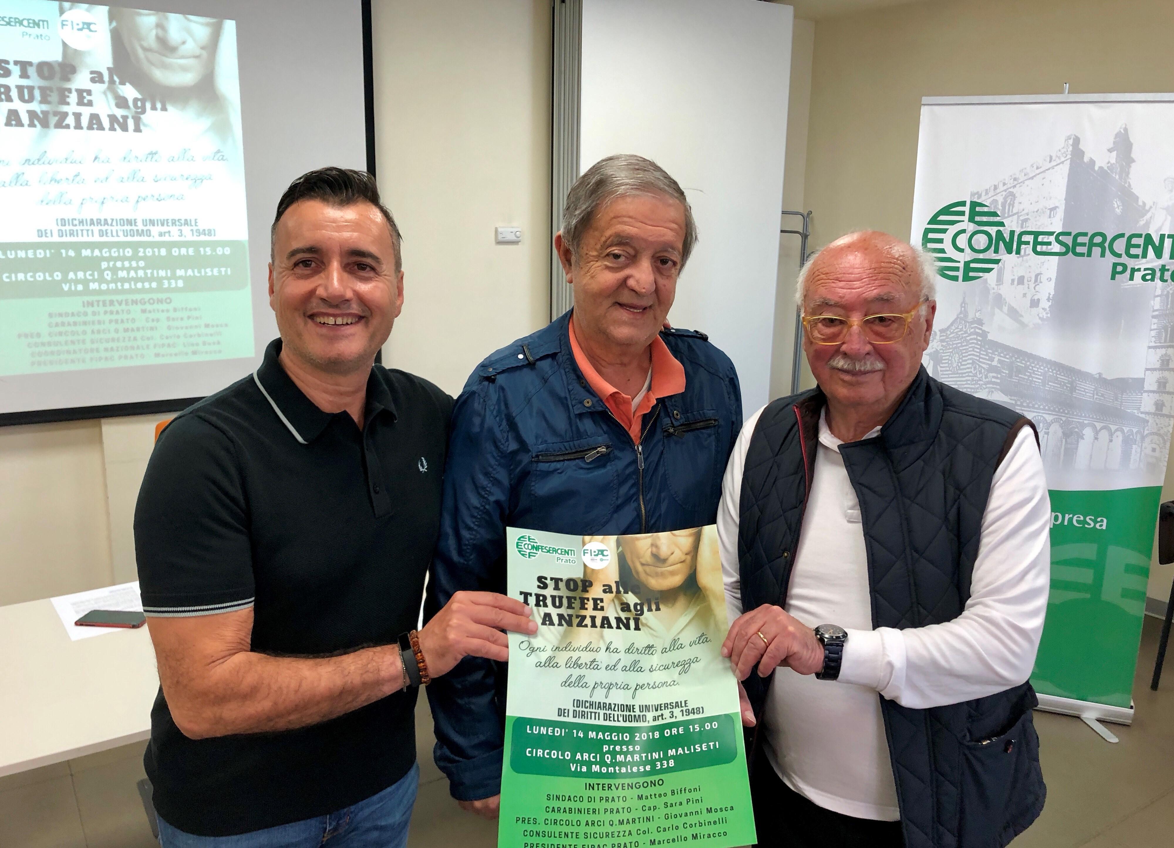 Il presidente di Confesercenti Mauro Lassi, Mauro Vannoni e Marcello Miracco
