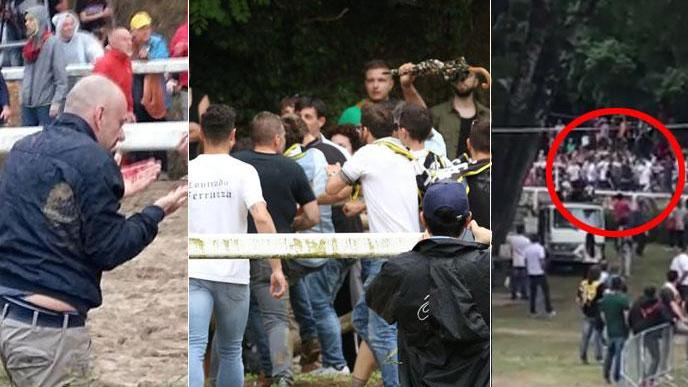 Palio di Fucecchio: ombrellate, calci e pugni in Buca - Video