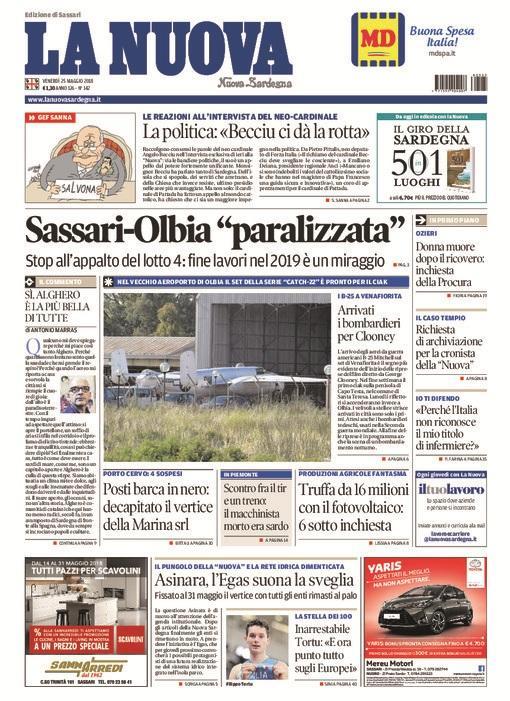 La Nuova Sardegna - Prima Pagina - 25 maggio 2018