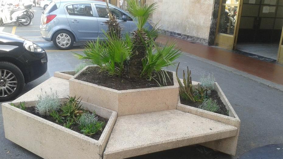 I tassisti risistemano le fioriere della stazione