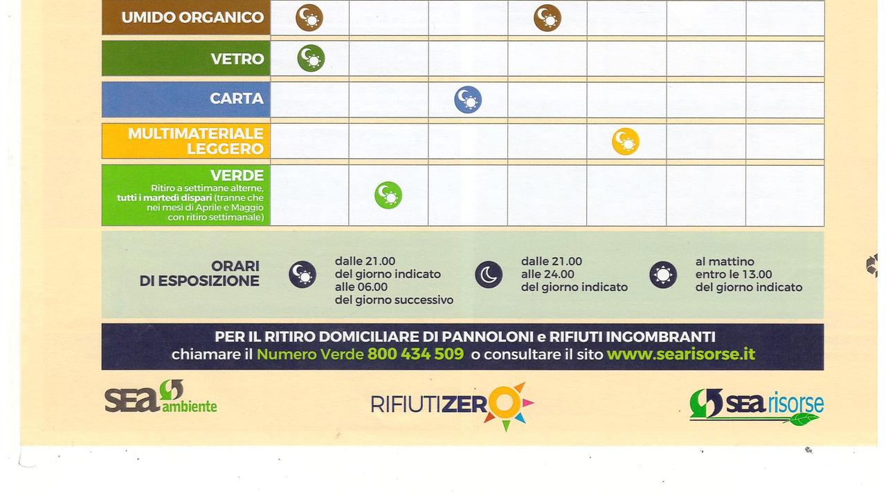 Il calendario per le utenze domestiche