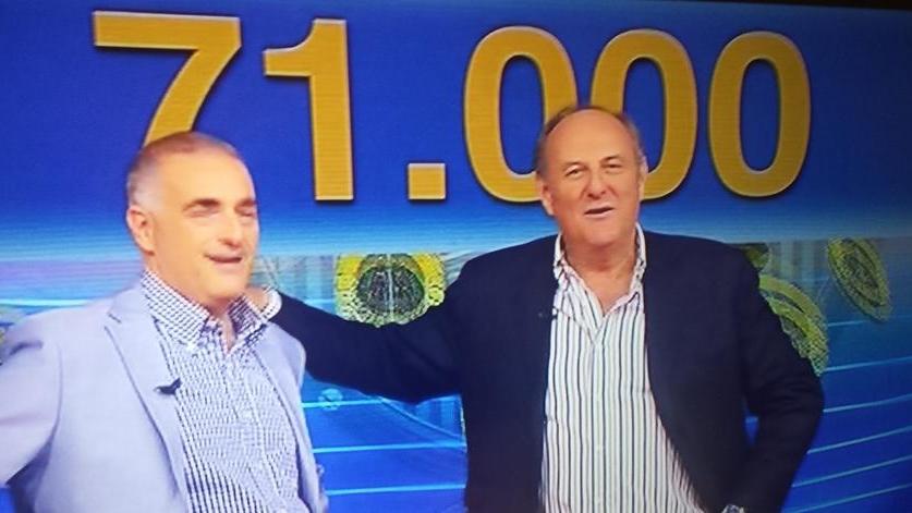 Mauro Pellizzari con Gerry Scotti a Caduta Libera