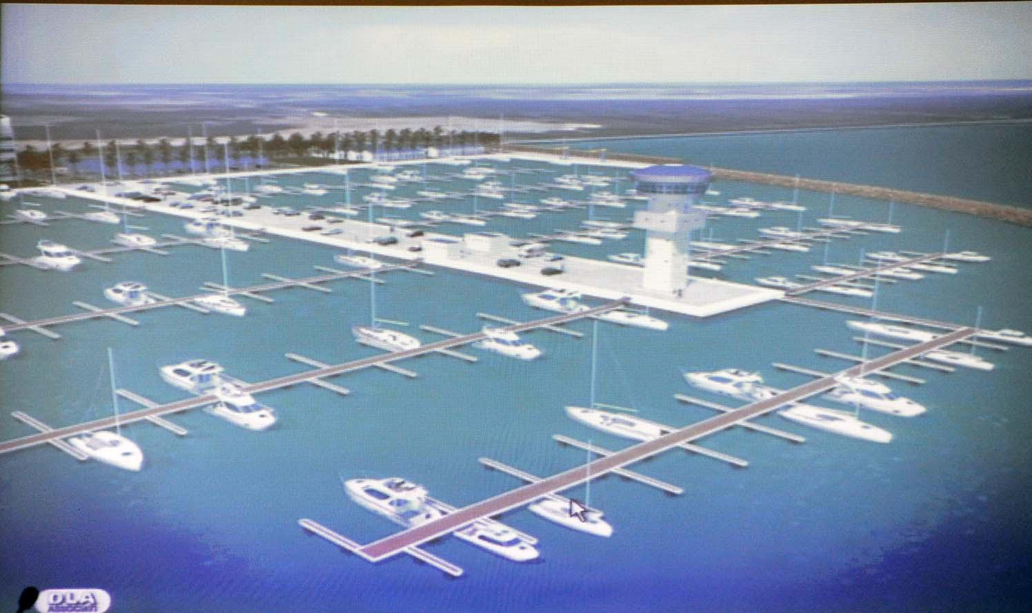 Uno dei rendering del nuovo porto alla “Chiusa di Pontedoro” (foto PaBar)