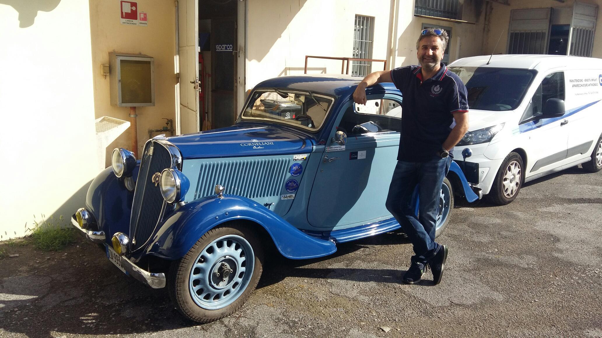 Alessandro Moretti con la sua Balilla Sport Coupè del 1934