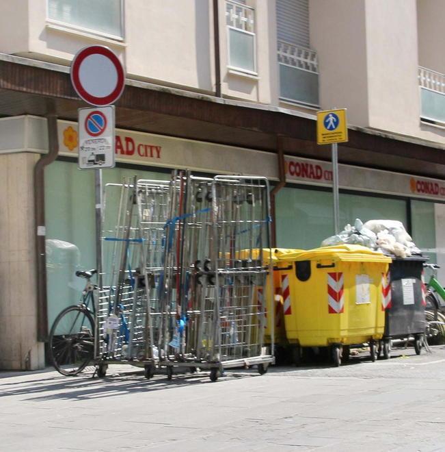 Cassonetti a due passi da via Battisti 
