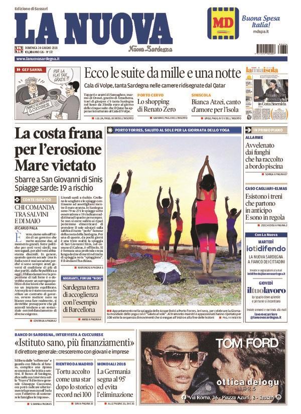 La Nuova Sardegna - Prima Pagina - 24 giugno 2018