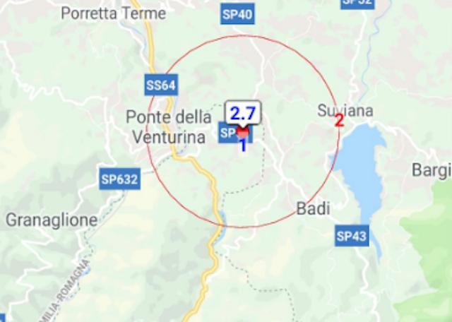 Scossa di magnitudo 2,7 vicino Sambuca