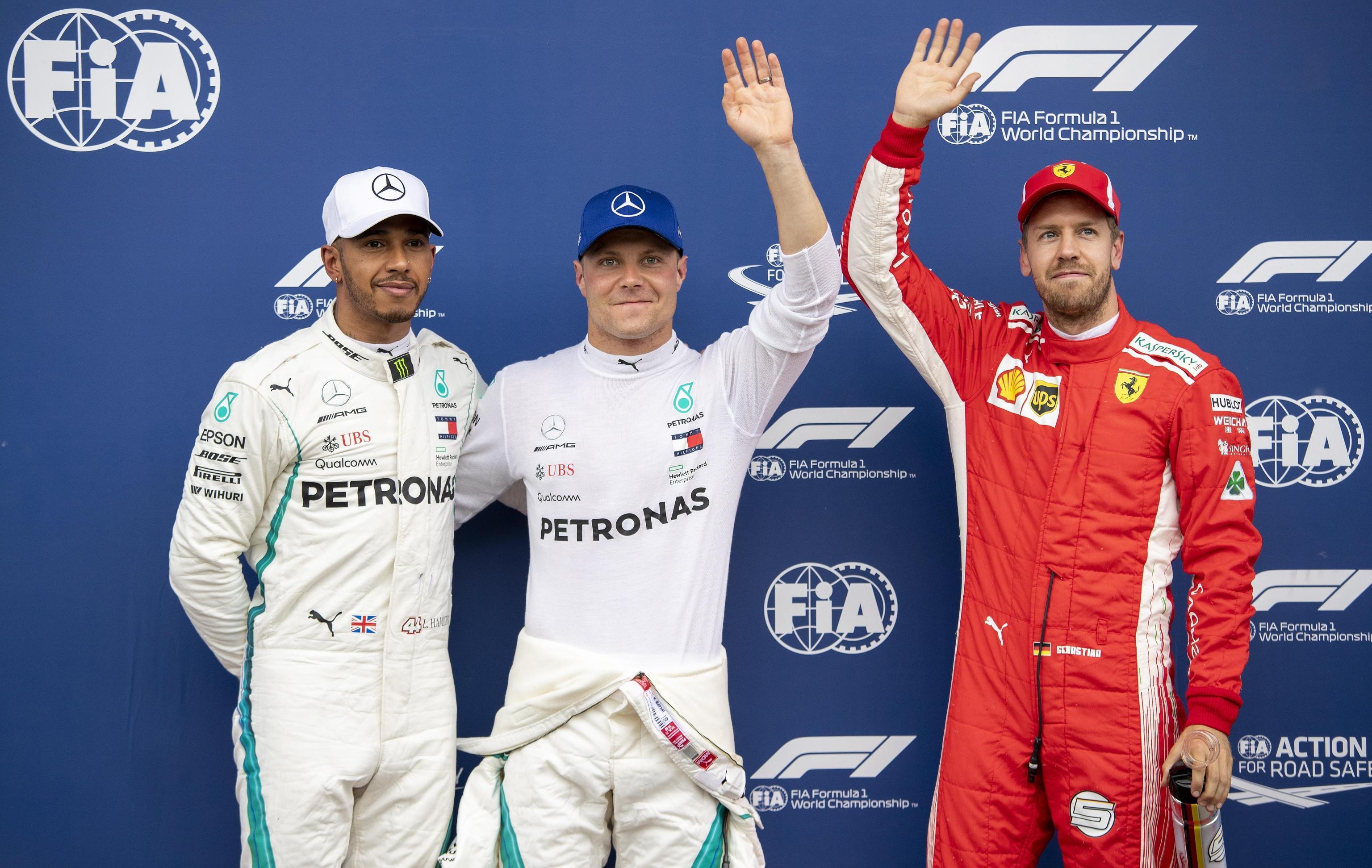 Hamilton, Bottas e Vettel