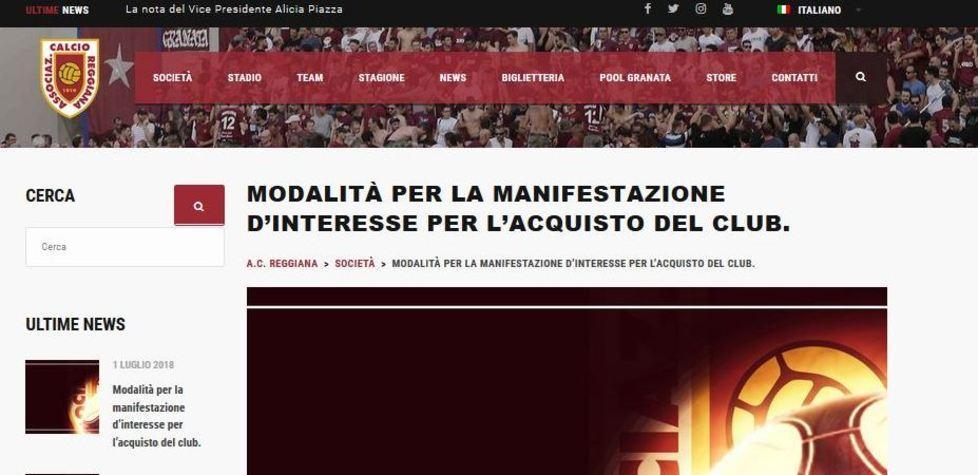Reggiana in vendita la famiglia Piazza pubblica l’annuncio anche su internet 