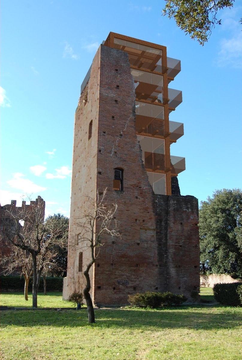 La Torre di mezzo in un rendering con le terrazze