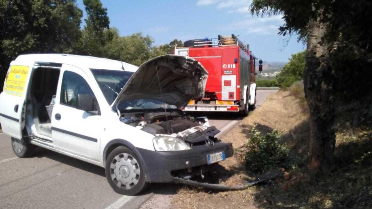 Il furgone finisce contro un albero