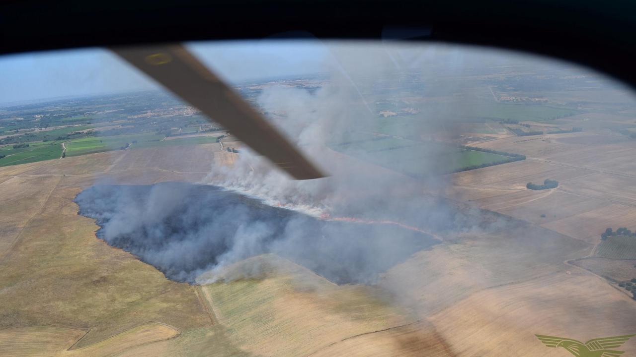 Un'immagine aerea dell'incendio vicino a Simaxis