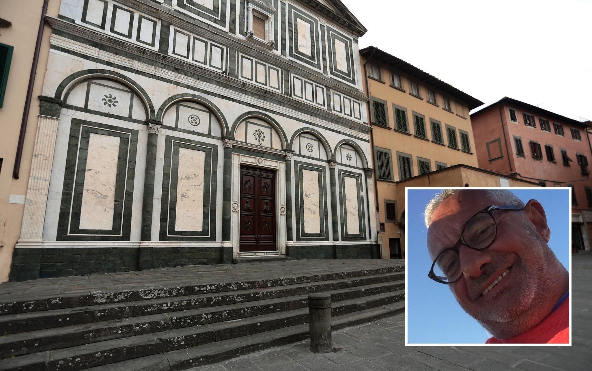 La collegiata di Sant'Andrea e, nel riquadro Simone Melani