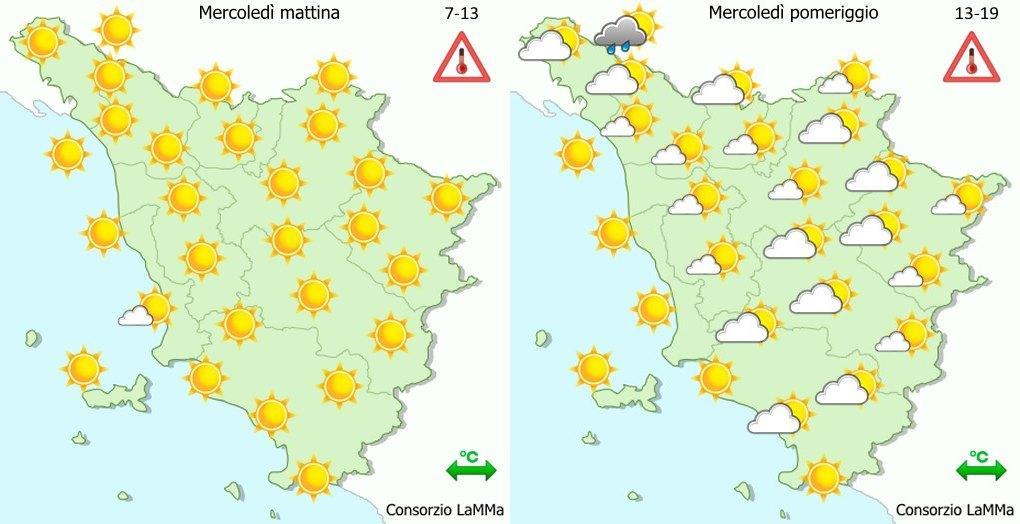 Le previsioni del Lamma per mercoledì 1° agosto