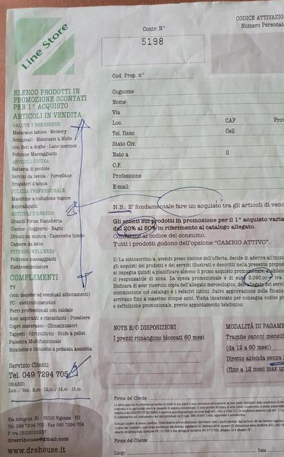 Firma per avere il catalogo deve comprare il materasso 