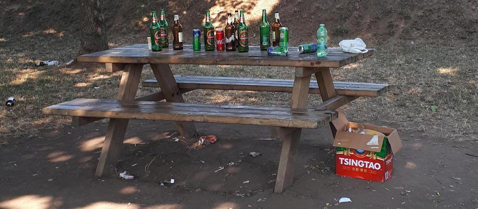 Bottiglie di birra abbandonate sulle Mura