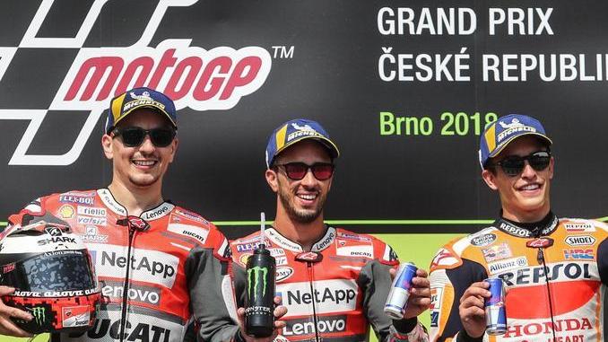 A Brno è doppietta Ducati, Dovizioso in trionfo Poi Lorenzo davanti a Marquez, Rossi quarto